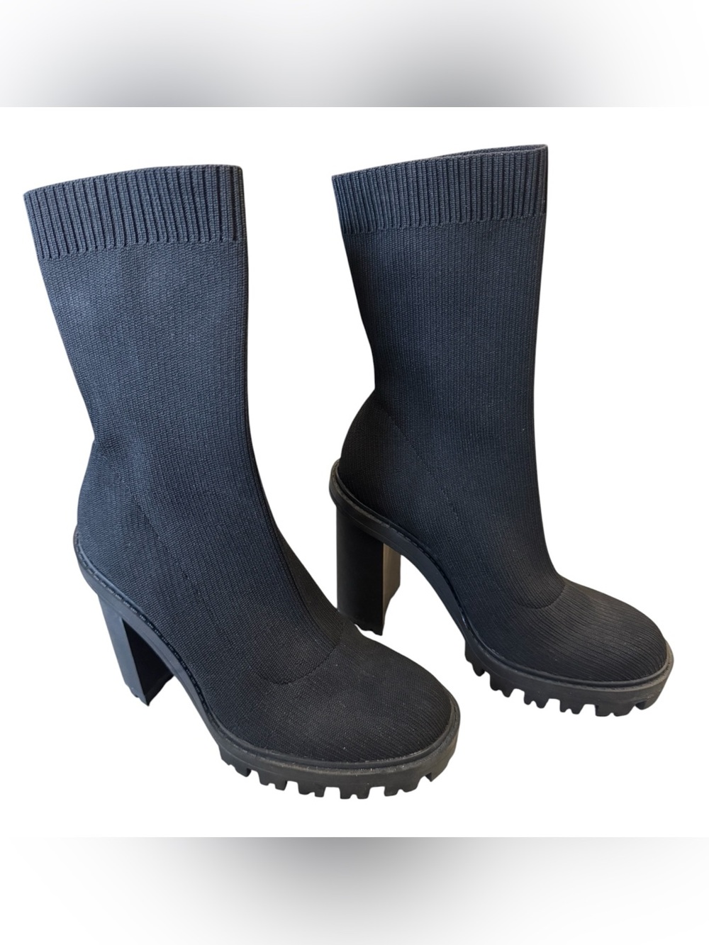 ZARA black fitted socks heeled boots women’s size 36